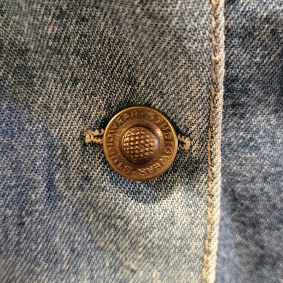 Vintage Studio Wear Jean Button Vest with Zebra Collar Cropped 100% Cotton  SzXL - Picture 4 of 6